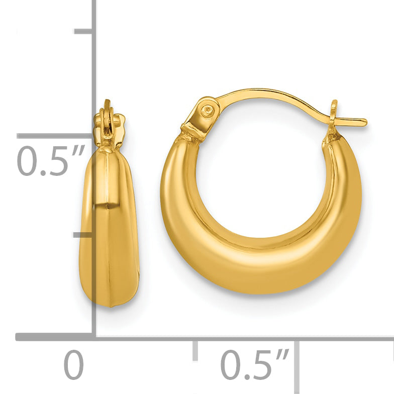 14k Polished 3.80mm Graduated Hollow Hoop Earrings
