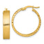 14k Polished 5.0 x 22mm Diamond-Cut Textured Tube Hoop Earrings