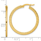 14k Polished 1.5 x 30mm Textured Greek Key Hoop Earrings