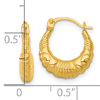 14k Polished Fancy Scalloped Hollow Hoop Earrings