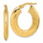 14K Polished and Diamond-cut 3.4mm x 27mm Knife-edge Oval Tube Hoop Earrings