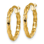 14k Polished 2.3 x 19mm Textured Tube Hoop Earrings