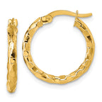 14k Polished 2.3 x 19mm Textured Tube Hoop Earrings