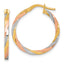 14k with Rose and White Rhodium Polished Twisted 2.00 x 24mm Tube Hoop Earrings