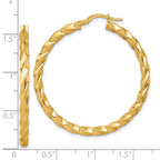 14k Polished Diamond-cut Twisted 3.00 x 40mm Tube Hoop Earrings