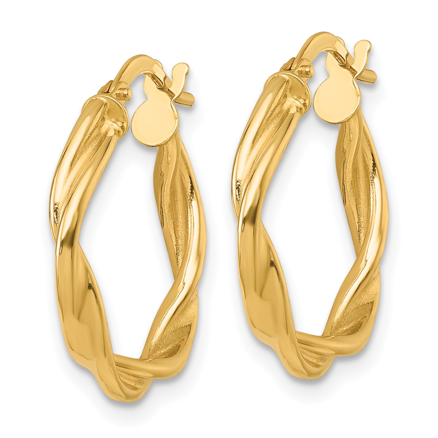 14k Polished Twisted 2.75 x 20mm Tube Hoop Earrings Secondary image