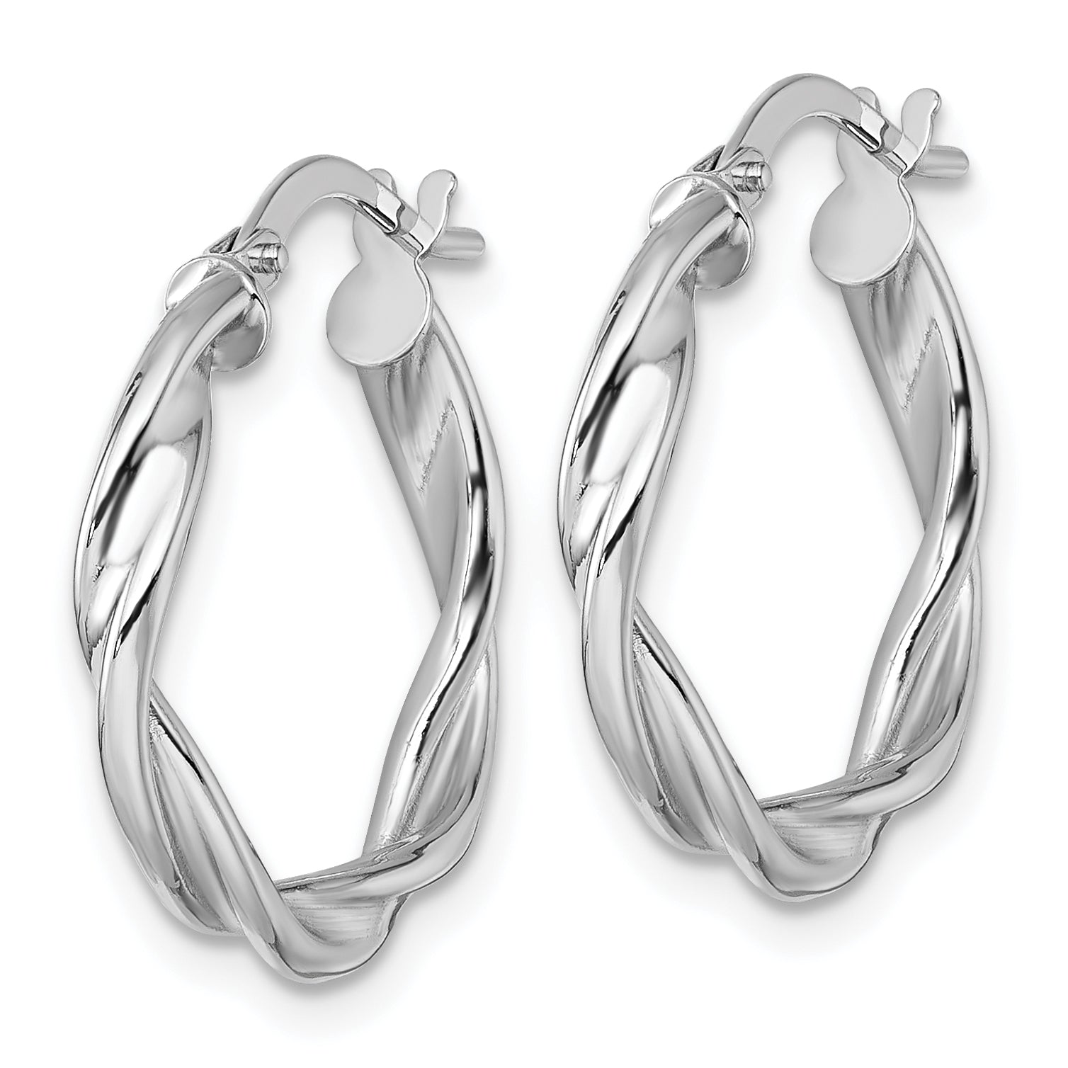 14k White Gold Polished Twisted 2.75 x 20mm Tube Hoop Earrings