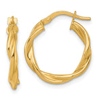 14k Polished Twisted 2.75 x 20mm Tube Hoop Earrings