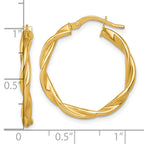 14k Polished Twisted 2.75 x 25mm Tube Hoop Earrings