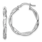 14k White Gold Polished Twisted 2.75 x 25mm Tube Hoop Earrings