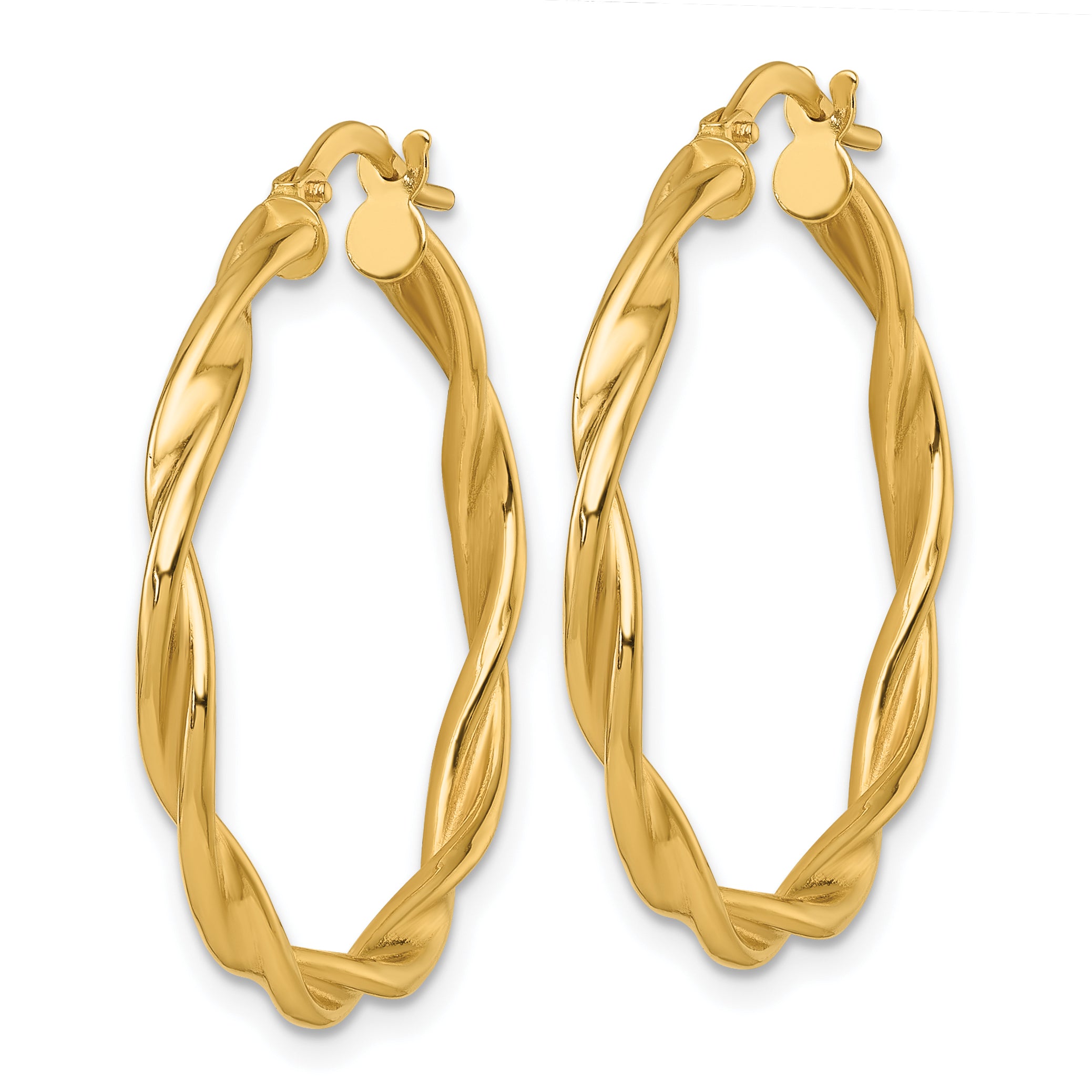 14k Polished Twisted 2.75 x 30mm Tube Hoop Earrings Secondary image