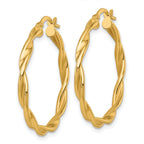 14k Polished Twisted 2.75 x 30mm Tube Hoop Earrings