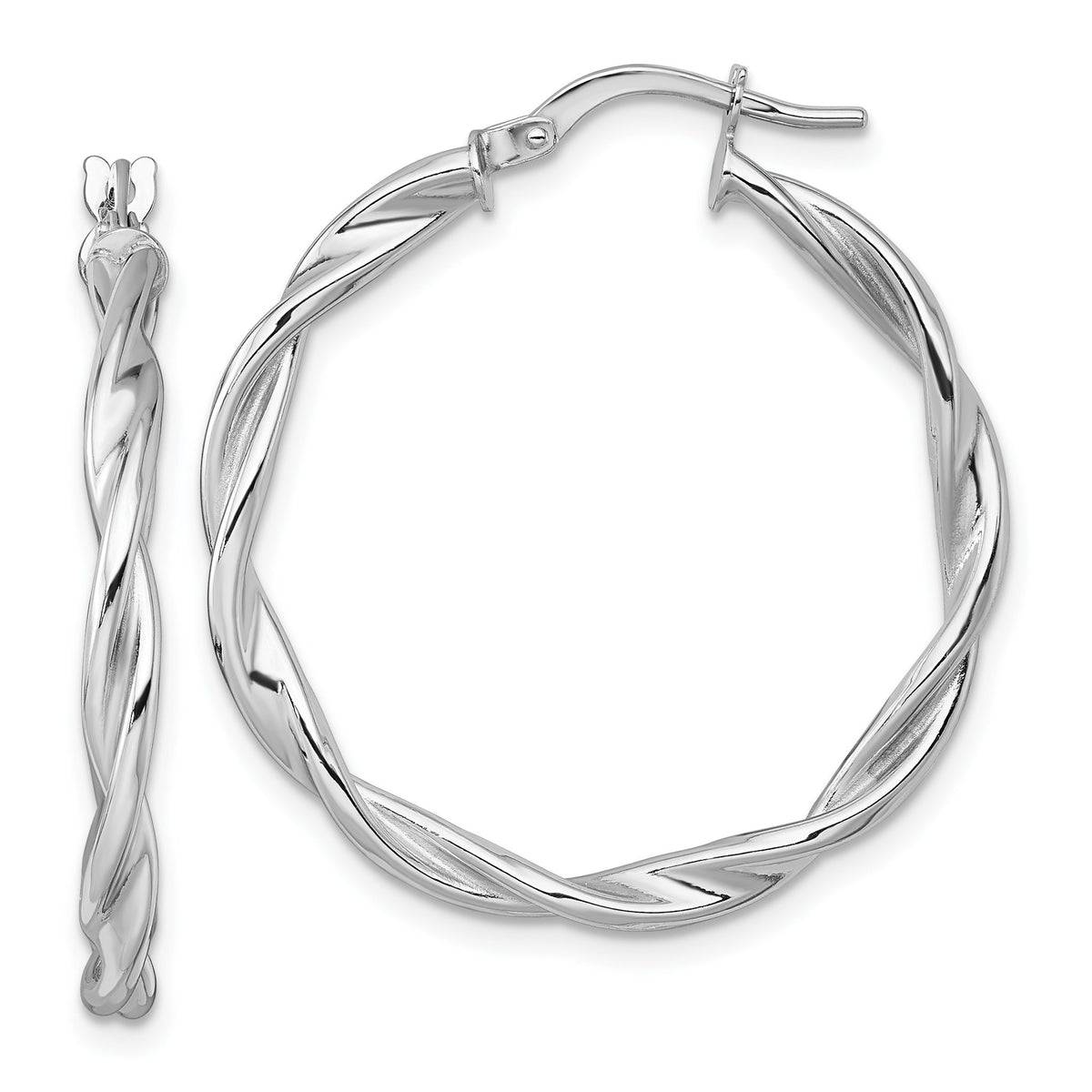 Twisted Tube Hoop Earrings in 14K White Gold, 32mm - Sophia Jewelers Main image