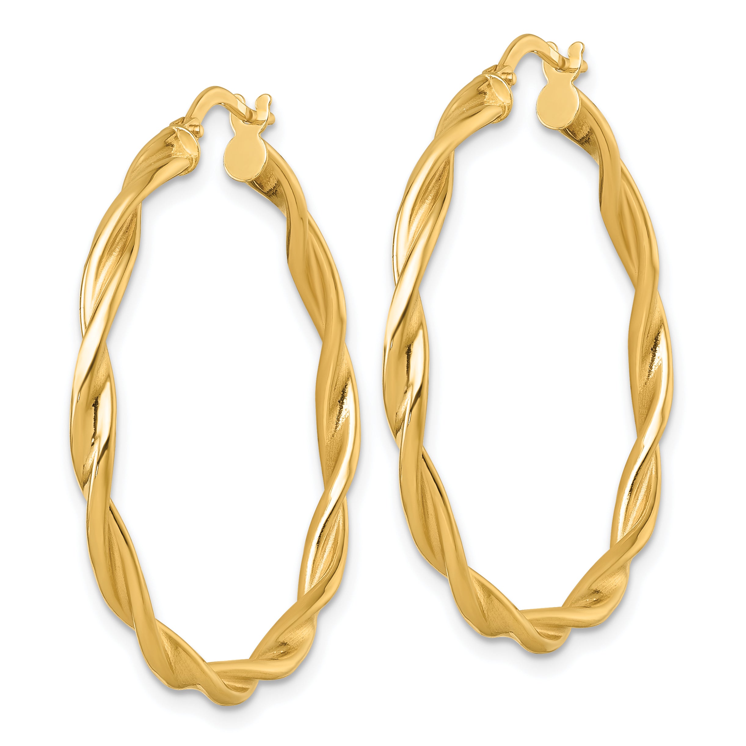 14k Polished Twisted 2.75 x 35mm Tube Hoop Earrings Secondary image