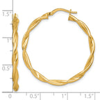14k Polished Twisted 2.75 x 35mm Tube Hoop Earrings