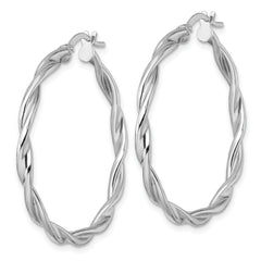 14k White Gold Polished Twisted 2.75 x 35mm Tube Hoop Earrings