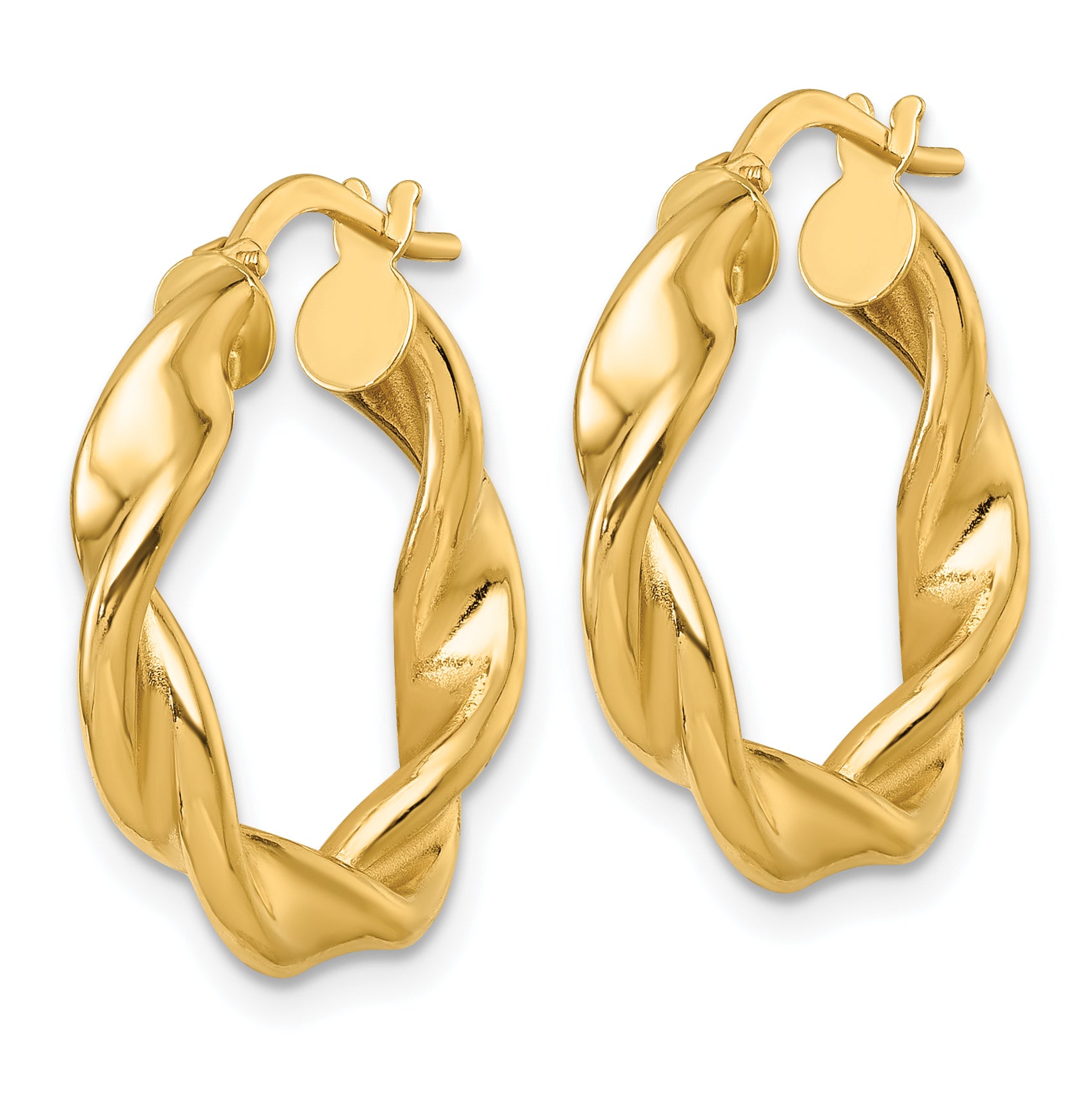 14k Polished Twisted 4.00 x 22mm Tube Hoop Earrings Secondary image