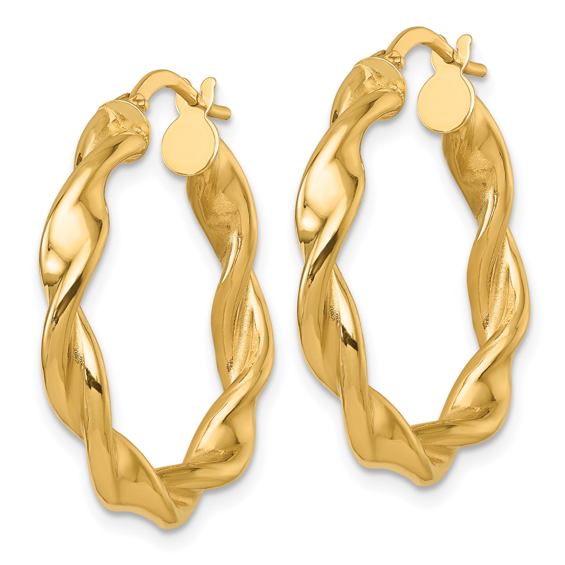 14k Polished Twisted 4.00 x 27mm Tube Hoop Earrings Secondary image
