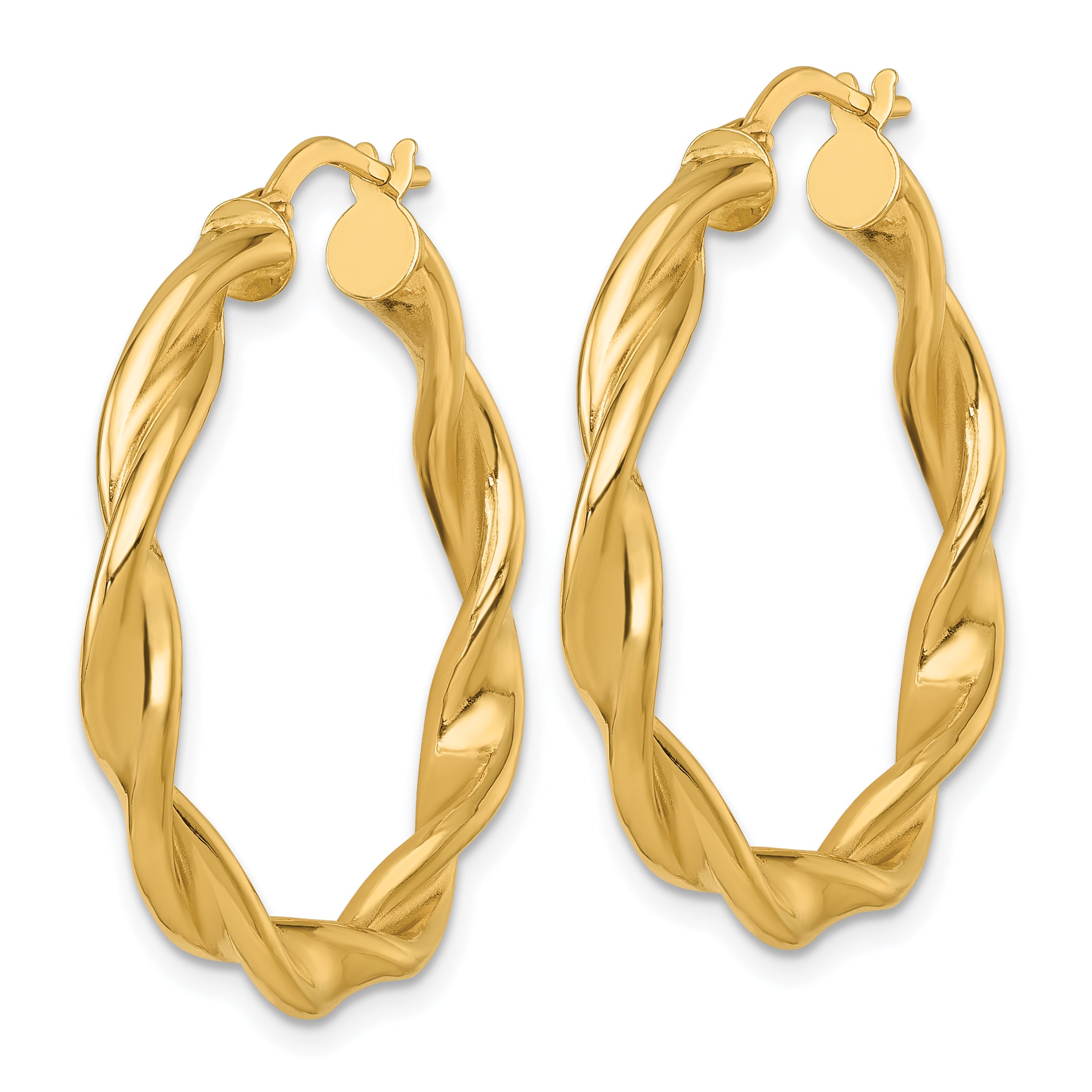 14k Polished Twisted 4.00 x 33mm Tube Hoop Earrings Secondary image