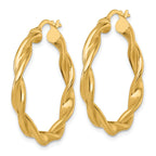 14k Polished Twisted 4.00 x 33mm Tube Hoop Earrings