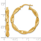 14k Polished Twisted 4.00 x 33mm Tube Hoop Earrings