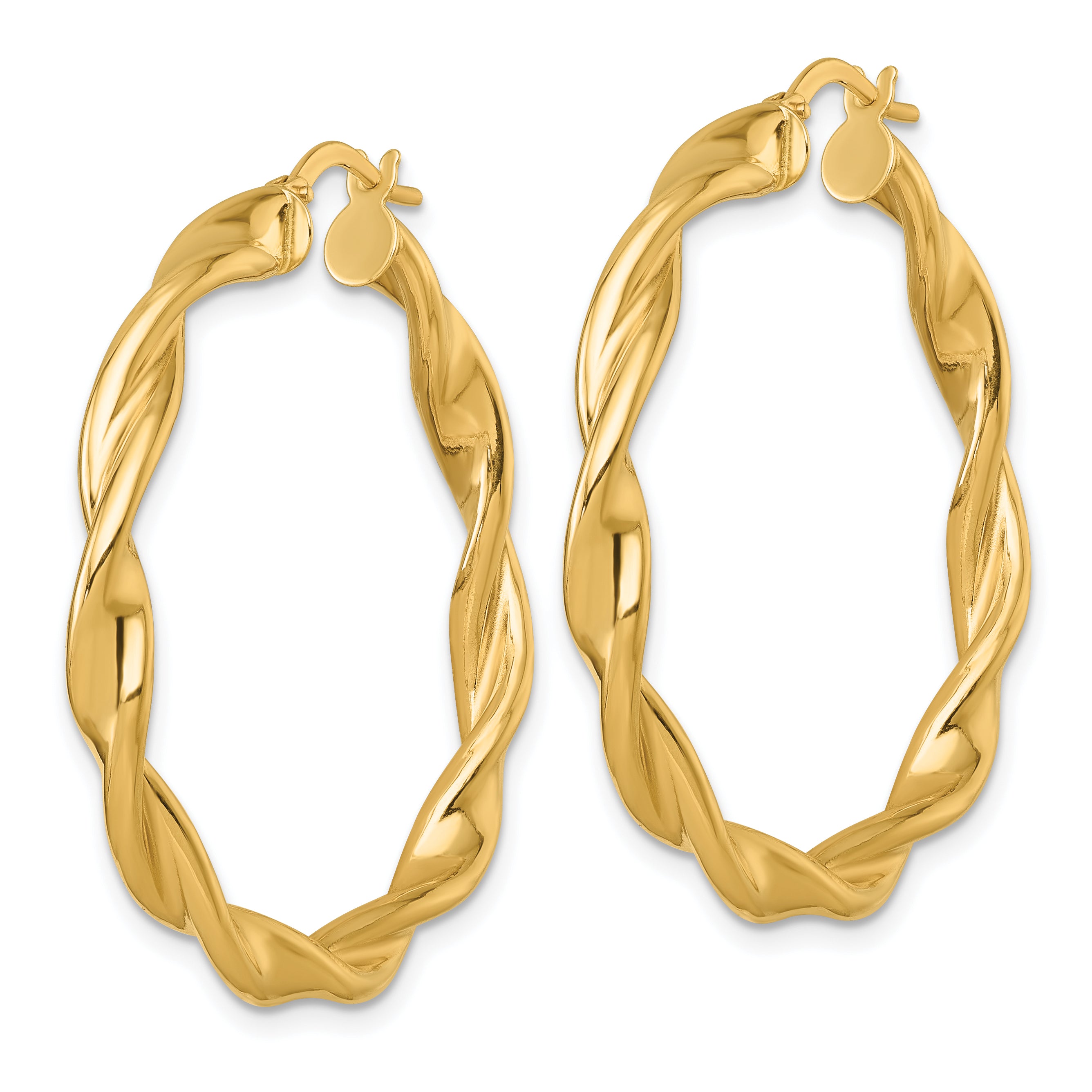 14k Polished Twisted 4.00 x 38mm Tube Hoop Earrings Secondary image