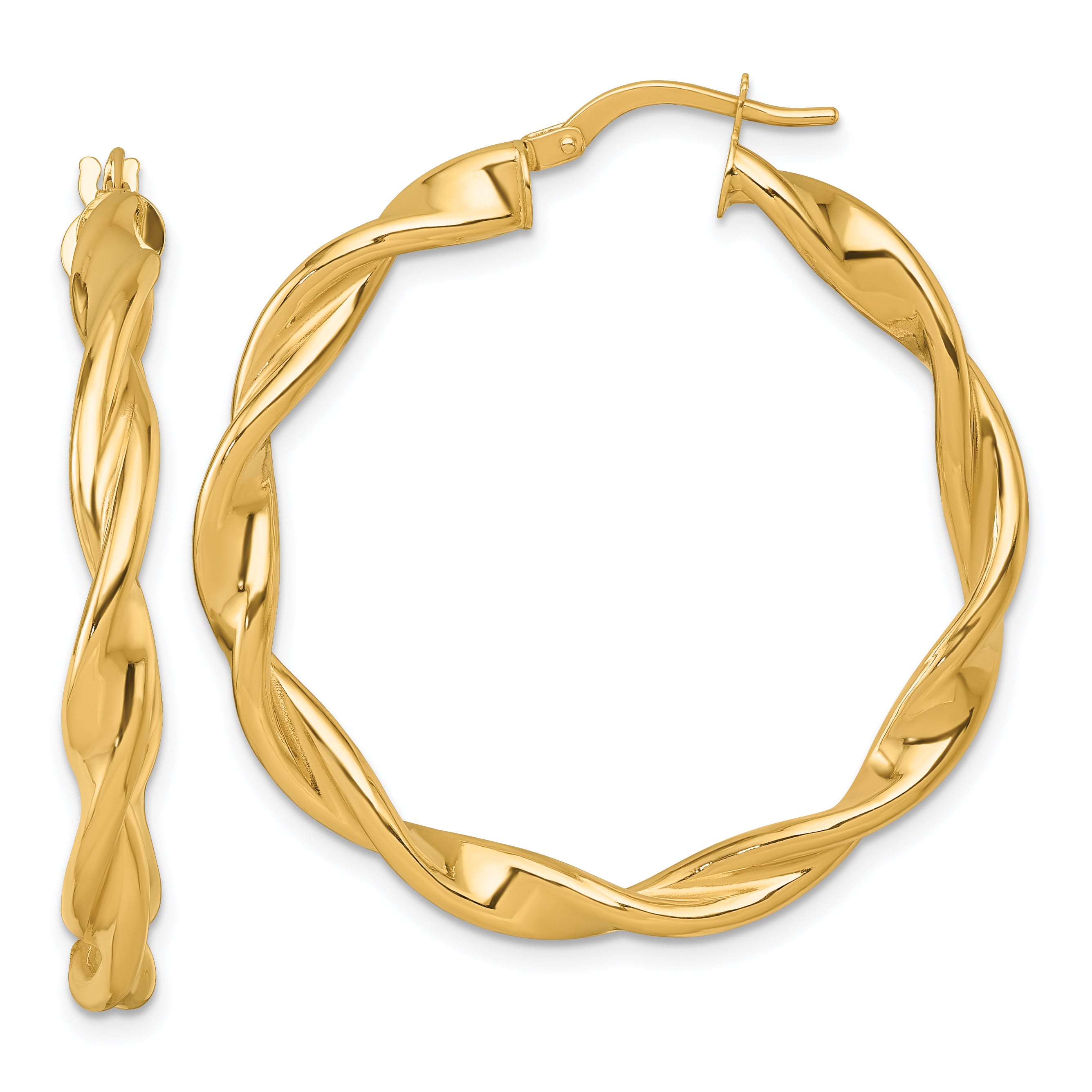 14k Polished Twisted 4.00 x 38mm Tube Hoop Earrings Main image