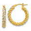 14k with White Rhodium Polished Diamond-cut Twisted 3.75mm Tube Hoop Earrings