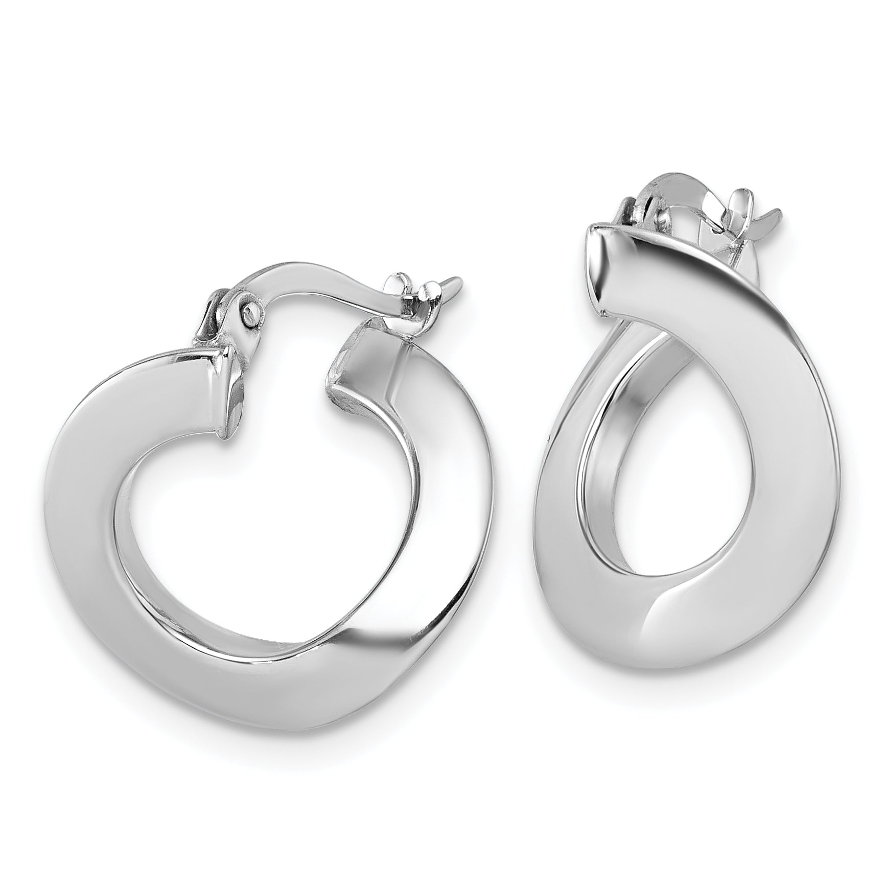 14k White Gold Polished Twisted Tube Hoop Earrings