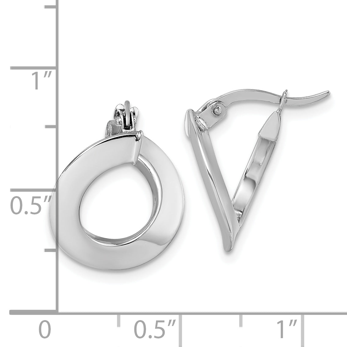 14k White Gold Polished Twisted Tube Hoop Earrings