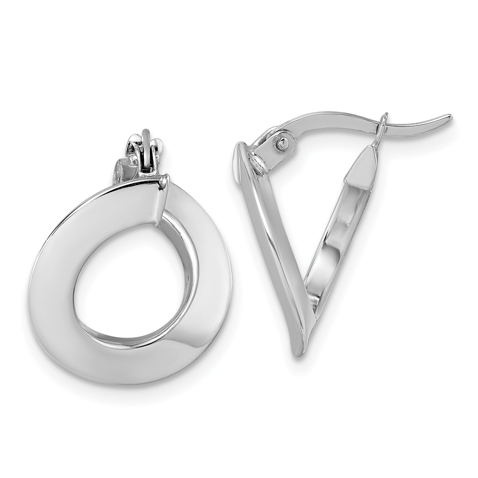 14k White Gold Polished Twisted Tube Hoop Earrings Main image