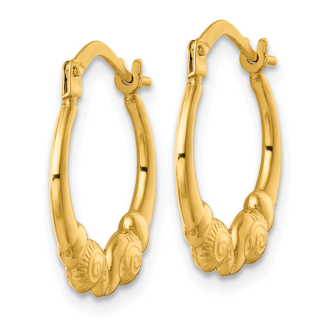 14k Polished 16.00mm Rams Head Hollow Hoop Earrings