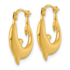 14k Polished Dolphin Hollow Hoop Earrings