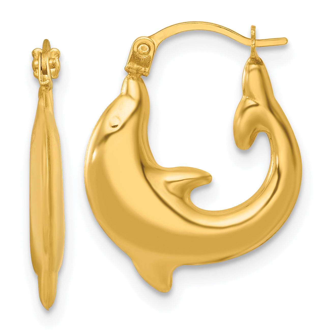 14k Polished Dolphin Hollow Hoop Earrings Main image
