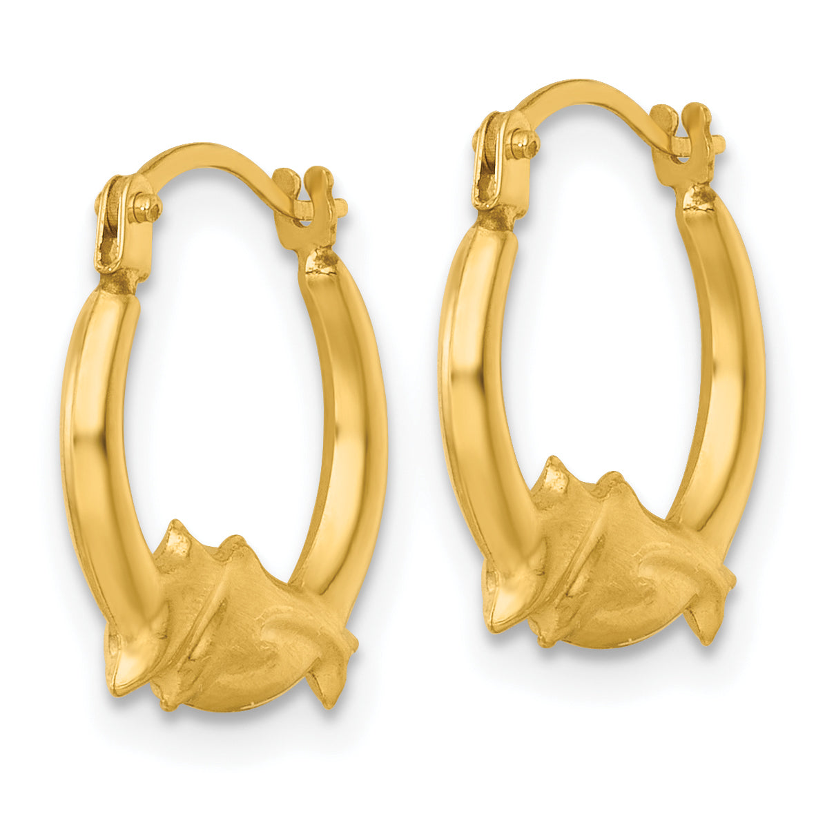 Two Dolphins Hoop Earrings in 14K Yellow Gold Secondary image