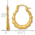 14k Polished 16.00mm Bamboo Hollow Hoop Earrings