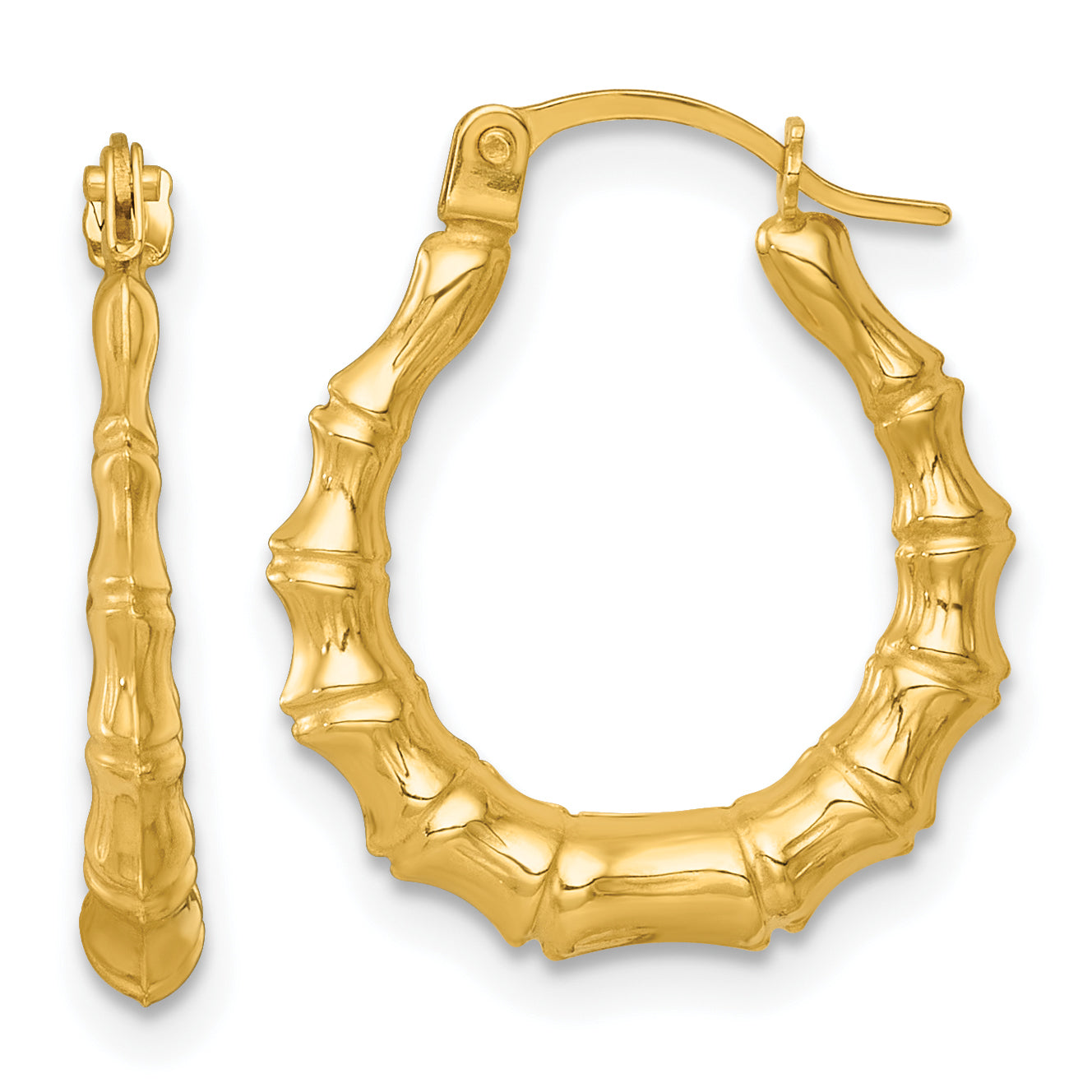 14k Polished 16.00mm Bamboo Hollow Hoop Earrings Main image