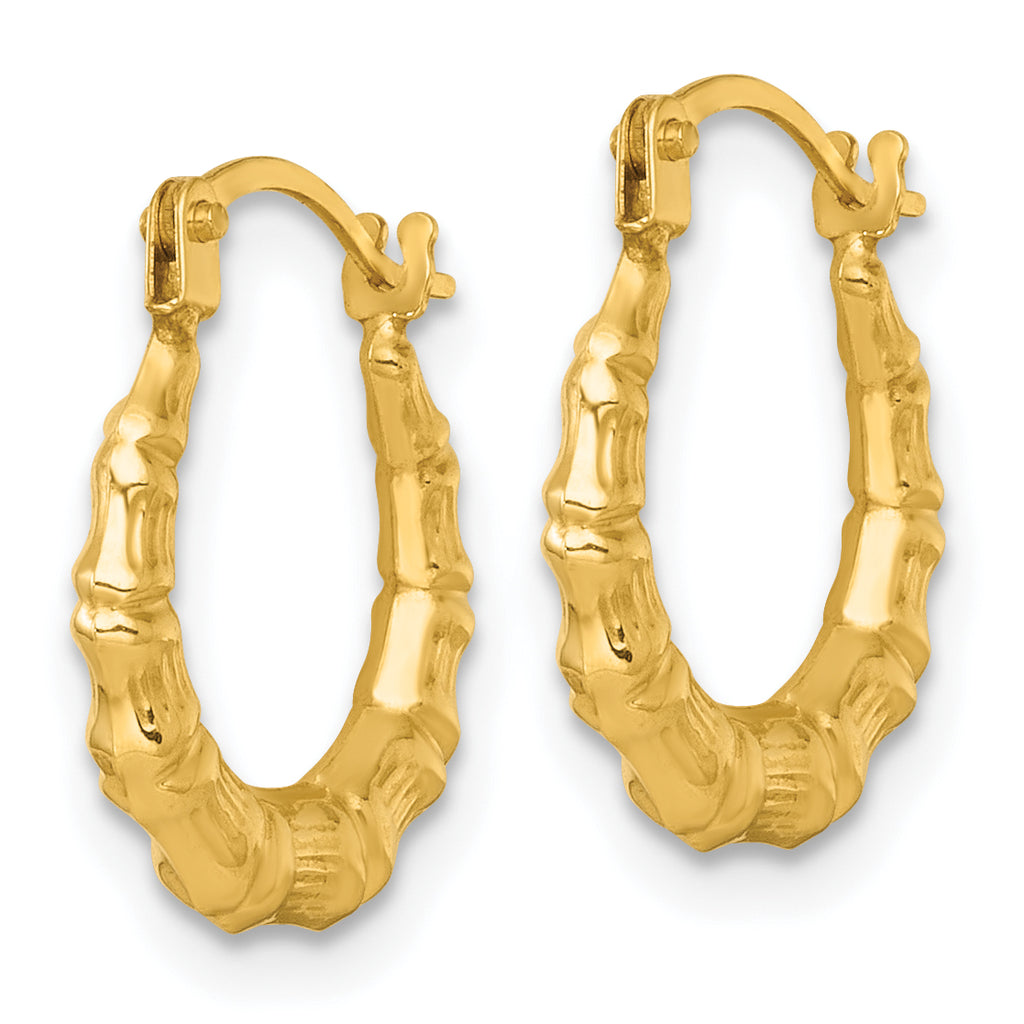 14k Polished 13.00mm Bamboo Hollow Hoop Earrings