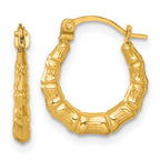 14k Polished 13.00mm Bamboo Hollow Hoop Earrings