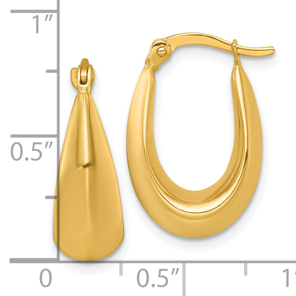 14k Polished Tapered Hollow Hoop Earrings