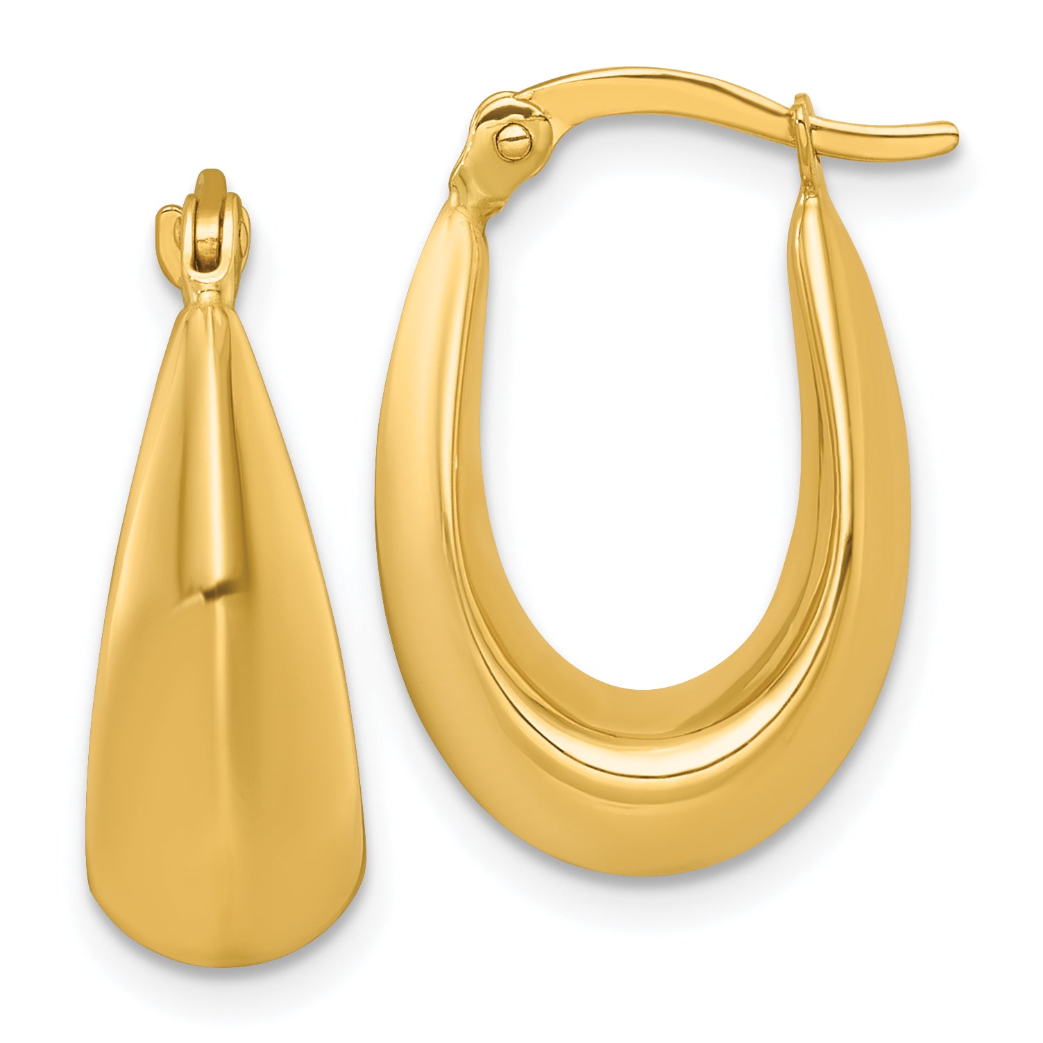 14k Polished Tapered Hollow Hoop Earrings Main image