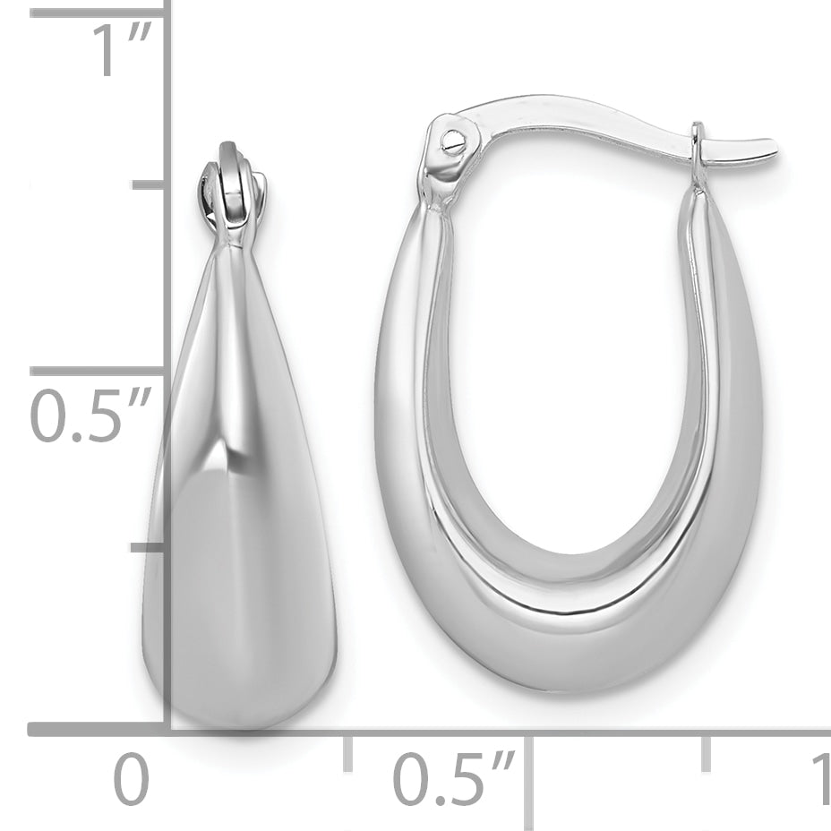 14k White Gold Polished Tapered Hollow Hoop Earrings