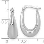 14k White Gold Polished Tapered Hollow Hoop Earrings