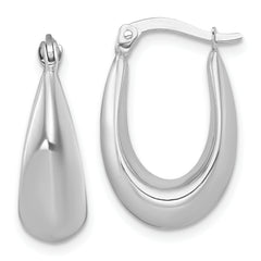 14k White Gold Polished Tapered Hollow Hoop Earrings