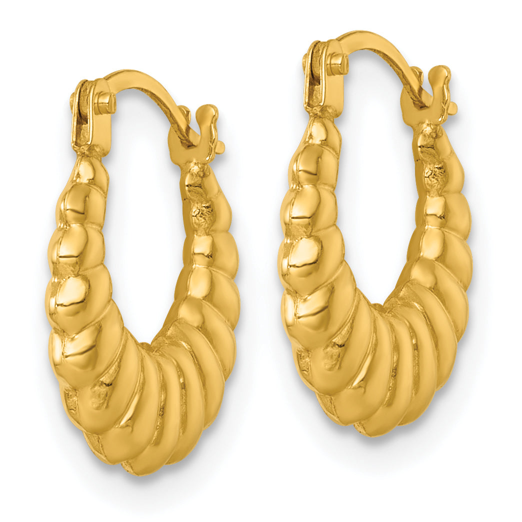 14k Polished Scalloped Hollow Hoop Earrings
