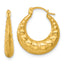14k Polished and Textured Scalloped Hollow Hoop Earrings