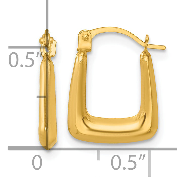 14k Polished 2.25mm Square Hollow Hoop Earrings