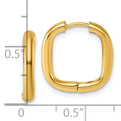 14K Polished Square Endless Tube Hoop Hinged Earrings