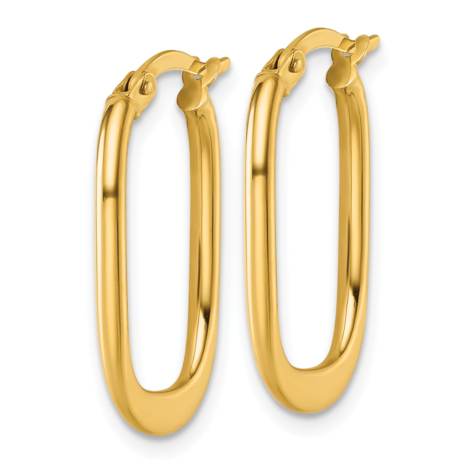 14k Polished Oval Tapered Tube Hoop Earrings Secondary image