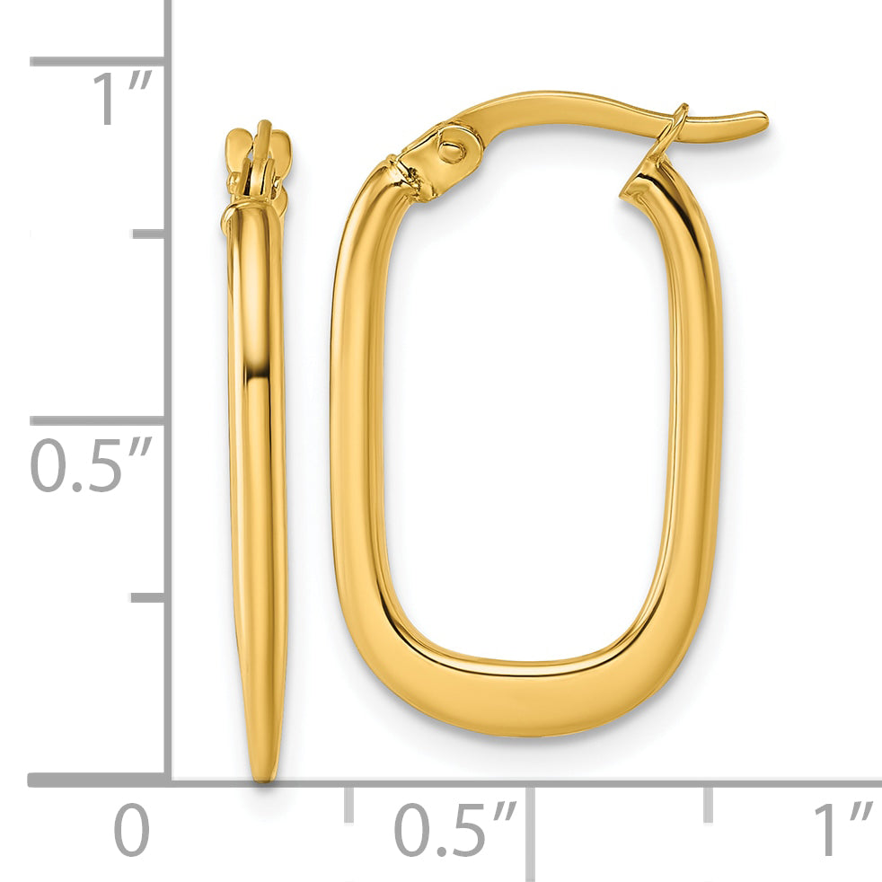 14k Polished Oval Tapered Tube Hoop Earrings